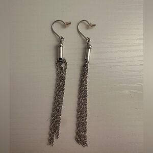 Delicate Silver Tassel Drop Earrings - Women's Jewelry